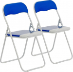 Harbour Housewares v&auml;rvilised pehmendusega kokkupandavad toolid - sinine - 2 tk - kergesti ladustatav kokkupandav metallraamiga laulutool kontorisse, s&ouml;&ouml;gituppa, k&ouml;&ouml;ki