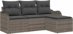 4-teiliges Garten Sofa Set mit Kissen Grau Poly Rattan, 2-Sitzer Garten Sofa mit Kissen Grau Poly Rattan Gartenlounge Model3345649
