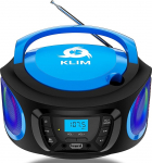 KLIM Boombox raadio CD-m&auml;ngijaga - FM-raadio, CD-m&auml;ngija, Bluetooth, MP3, USB, AUX - sisaldab laetavaid akusid - juhtmega ja juhtmevaba režiim - kompaktne ja vastupidav (sinine)