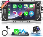 4G + 64G Android Autoradio Ford Focus S-Max Mondeo Galaxy C-Max Kuga, Hodozzy autoraadio traadita Carplay Android autoga, 7-tolline puuteekraan koos navigatsiooniga WiFi Bluetooth FM / RDS DSP Canbusega