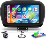 8 Core 6G + 128G autoraadio Android 15 Fiat 500X 2014-2020 jaoks, 9-tolline HD puuteekraaniga autoraadio traadita Carplay Android auto GPS Wi-Fi USB Bluetooth FM RDS raadio tagurduskaameraga