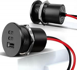 acegoo USB C pistikupesa 12 V alumiinium, Dual Type C PD3.0 20 W & QC3.0 18 W, auto 12-voldine pistikupesa paigaldusadapter matkaauto, matkaauto, auto, paat, veoauto, haagissuvila, jaht, 2 tk, pakett