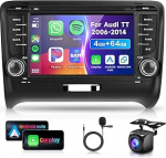 4G 64G VECHTEL 7" Bluetooth-Autoradio f&uuml;r Audi TT 2006-2014 Carplay Android Auto,DSP EQ,WiFi GPS,Mirror Link,RDS/FM Radio 2 Din mit AHD Tagfahrkamera