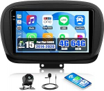 CAMECHO 4+64G 9-tolline satelliitnavigatsiooniga autoraadio Fiat 500X 2014-2020 Android 15 GPS-raadio WiFi Bluetooth Wireless Carplay Android Car FM RDS peeglilink, HD Incell puuteekraan + tagurduskaamera