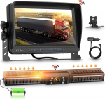 Hodozzy p&auml;ikese tagurduskaamera juhtmevaba komplekt 7-tollise monitoriga, tagurduskaamera 1080P &ouml;ise n&auml;gemisega, DVR salvestamine, magnetiline laetav p&auml;ikesepaneel tagurduskaamera 10000 mAh veekindlalt jaoks