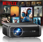Nutikas projektor Netflixi, Dolby Audio, WiMiUS 1000 ANSI Auto Focus/6D Keystone Correction LED-projektor 4K kodukino toetusega, WiFi6 Bluetooth Full HD 1080P p&auml;evavalguse v&auml;litingimustes projektori jaoks