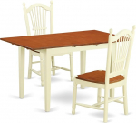 East West M&ouml;bel nodo3-whi-w 3-Piece Dining Room Set Table 2 Kitchen Chairs 3 Pieces White