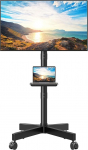 ELIVED telerialus, veeretatav 26-65-tollise teleri jaoks kuni 35 kg, Max VESA 400 x 400 mm, mobiilne telerialus ratastega, reguleeritava k&otilde;rgusega teleri p&otilde;randaplatvorm EV1117