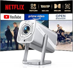 Nutikas projektor [&uuml;hildub Netflix & Dolby Audio] Projektor 4K kodukino 1080P FHD, kaasaskantav projektor 600ANSI Autofookus / automaatne vertikaalne trapetsikorrektsioon WiFi6 Bluetoothiga v&auml;ljas 360&deg;