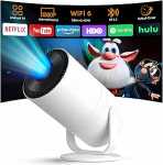 Android 14 ja sisseehitatud rakendused: Tecaki Mini projektor WiFi 6 ja Bluetooth 5.2, kaasaskantav projektor 1080P, 180&deg; p&ouml;&ouml;ramine, automaatne keystone'i korrigeerimine magamistoas kodus.