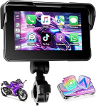 Mootorratta navigeerimine traadita Apple Carplay Android autoga, 5-tolline HD puuteekraaniga kaasaskantav autoraadio Bluetooth FM, IP68 veekindel, GPS-navigatsioon, TF-kaart