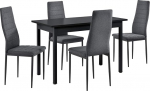 [en.casa] Dining Set with 4 Chairs 120 x 60 cm Kitchen Table in Black with Design Armchairs Dining Room Table with Set of 4 Upholstered Chairs