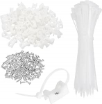 hankimise kaart 100tk 1.2" kaabli sidemete sadula t&uuml;&uuml;pi kinnitused koos 6" kaabli sidemete ja M5 keermestuskruvidega, juhtmete korraldaja hoidja klambrite komplekt, valge