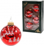 Lauschaer j&otilde;ulupuu kaunistused - komplekt 4 j&otilde;ulupuu kuuseehte s&auml;rava punase v&auml;rviga, k&auml;sitsi kaunistatud glitteriga - Dekoratiivne p&otilde;hjap&otilde;dra rehe kuldsete kroonidega, l&auml;bim&otilde;&otilde;t umbes 7 cm.