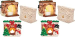 Baker Ross FX793 Weihnachtskamin-Keramik-Teelichthalter - Schachtel mit 3 St&uuml;ck, Weihnachtsdekorationen und Bastelarbeiten f&uuml;r Kinder (Packung mit 2)
