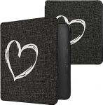 kwmobile Case Compatible with Kobo Libra 2 Cover - eReader Protective Case Made of Fabric - Case Heart Brush Hall