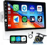 [Carplay autoraadio] 9-tolline 1 DIN raadio koos Androidi autode peeglilinkiga, Bluetooth autoraadio toetab FM AM raadio SWC, auto audio vastuv&otilde;tja koos tagurduskaamera mikrofoniga USB TF/USB/AUX sisendiga