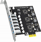 GLOTRENDS U6A2C 8-portiline (2 Type C + 6 x Type-A) USB 3.0 5Gbps PCIe laienduskaart Intel, AMD ja ARM platvormile, &uuml;hildub Windows ja Linuxiga (ei toeta Mac OS)