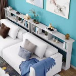 Konsolentische aus Glas f&uuml;r den Flur, schmal, hinter dem Sofa, Tischregal, Eingangsbereich, Marmor, moderner Konsolen-Sofatisch, 2er-Set, schmaler Couch-Beistelltisch mit Holzplatte, Akzentm