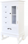 vidaXL White Cabinet with 5 Drawers 2 Shelves Glass Door for Storage Unit Bedroom