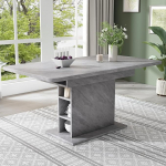soges Extendable Dining Table Dining Room Table Kitchen Table with Storage Compartment Rectangular Kitchen Island for Living Room and Dining Room Grey