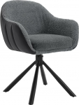 WOLTU EZS04dgr-1 Swivel Dining Room Chair, Chair with Armrests, Kitchen Chair, Upholstered Chair with Backrest, Living Room Armchair, Faux Leather Chenille Metal Legs, Dark Grey Anthracite, 1 x