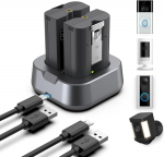 2 akut 7200 mAh asendusakut Ring aku koos laadimisjaamaga, suure mahutavusega kaamera aku, &uuml;hildub Ring-Doorbell 2/3/4/3plus, Stick Up Cam (2/3Gen), Spotlight Cam akuga