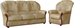 Vente-unique Sofa Set Leather 3+1 - Buffalo Leather - Beige - Daphne