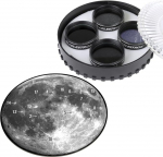 Celestron 94315 Moon Filter Kit - Compatible with 1.25" Telescope Eyepieces, with Moon and Sky Glow Filters, 3 Grey Filters, Carry Case and Moon Map - Black