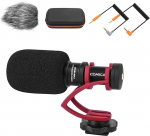 comica kaameramikrofon, CVM-VM10II Suunatud mikrofon kardioidne Shotgun videokaamera mikrofon Canon, Nikon, Fuji, Sony, Panasonic, Olympus DSLR kaameratele, nutitelefonidele (koos tuule summutiga) (punane).