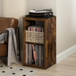 Furinno kuubiku plaadim&auml;ngija riiul vin&uuml;&uuml;lihoidlaga, 2-kohaline 1,2 ekstra paks vin&uuml;&uuml;lihoidla, avatud tagumine meediariiul CD DVD Blueray m&auml;ngukettide jaoks elutuppa, merevaigukollane m&auml;nd