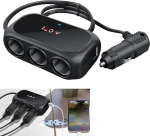 3-in-1 autolaadija Splitter Dual USB, 120W 12V/24V sigaretis&uuml;&uuml;taja adapter Dash Cam / mobiiltelefoni / GPS jaoks - kiirlaadimine USB C & A pordid Multi pesa auto tarvikud