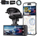 REDTIGER 4K STARVIS 2 Dash Cam auto eesmine tagumine ja CPL, puuteekraan 3.18 tolli, h&auml;&auml;ljuhtimine, Dash Cam auto 5.8GHz WiFi 6, GPS, tasuta 128GB kaart, 2160P UHD &ouml;&ouml;n&auml;gemine, h&auml;daolukustus