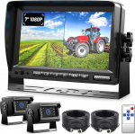 Kahe tagurduskaamera komplekt, 7-tolline 1080P HD Dual Split Screen monitor, IP69 veekindlad tagurduskaamerad, IR &ouml;&ouml;n&auml;gemine, parkimisabi, loop salvestamine, veoauto/haagis/buss/veoauto/p&otilde;llumajandus