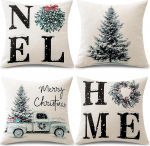JOTOM komplekt 4 j&otilde;ulupadja katted, dekoratiivne Noel viskepadja kate, kaasaegsed padjakatted, diivanipadi, dekoratiivne padjakate elutuppa, aiakaunistus (45 x 45 cm, j&otilde;ulud).