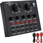 Bluetooth Live Sound Card Voice Changer, 7 Connection Methods with 112 Types of Electroacoustics, 18 Sound Effects and 6 Effect Modes, Black