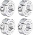 sourcing map 4 x Double Split Clamps for 3/8" Shank, Two Piece Tension Collar 7/8" OD, 11/32" Thickness, Aluminum Alloy Set Screw Split Collar Clamp