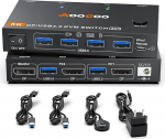 KVM l&uuml;liti 2 PC 1 monitor 8K @ 60Hz/4K @ 240Hz DP1.4 KVM l&uuml;litid, 2 in 1 Out Displayport KVM koos toiteallikaga ja USB 3.0 kaabliga