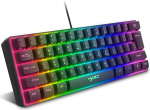 60% juhtmega RGB m&auml;nguklaviatuur, 61 klahvi mini klaviatuur 11 RGB Chroma taustavalgustusega, h&otilde;ljuvad ABS klahvikatted, t&auml;is Anti-Ghosting klahvid, mehaaniline USB klaviatuur