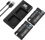 2-Pack 2900mAh NP-F550 asendusakud koos LCD Dual USB-C laadijaga Sony NP-F970/F960/F770/F750/F570/F550/F530/F330 ja CCD-SC55/TR910/TR818 kaameratele