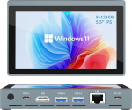 Miniarvuti 5,5-tollise puuteekraaniga, Intel N5100 Quad-Core, 8 GB RAM 128 GB SSD, Win 11, Dual 4K HDMI/Type-C, WiFi 5 - kompaktne All-in-One arvuti kodukontoriks ja digitaalseks pildistamiseks.