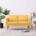 MOONAIRY 2 Seater Sofa, Floor Sofa, Chaise Longue, Small Sofa, Couch, Cauchsofa, Relaxing Sofa, Sofas & Couches, Living Room Sofa, Couch for Living Room, Fabric Yellow