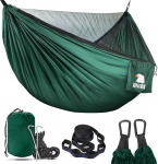 COVACURE Outdoor Hammock koos s&auml;&auml;sev&otilde;rguga, &uuml;likerge, hingav, kiiresti kuivav, langevarjuga nailon, matkamajas v&otilde;rkkiik matkamiseks, reisimiseks, rannas, aias, 350 kg kandev&otilde;imega, must ja roheline)