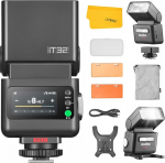 GODOX IT32 TTL kaamera v&auml;lk koos X5C juhtmevaba v&auml;lklambi p&auml;&auml;stikuga Canonile, 2.4G juhtmevaba v&auml;lk, HSS 1/8000s, sisseehitatud vastuv&otilde;tja ja liitiumaku, 510 t&auml;isv&otilde;imsuselist v&auml;lku, LED-modelleerimisvalgus