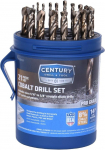 Century Drill and Tool 26121 Kobaltist kiirterasest puurimispuuride komplekt, 21-osaline