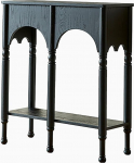 Konsolentisch mit Ablagefach, Retro Beistelltisch mit Zwei Ebenen, Flurtisch Schmal Massivholz mit R&ouml;mischen Beinen f&uuml;r Eingangsbereich, B&uuml;ro und Flur(Black)