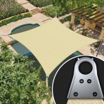 Amgo Super Ring 2.3 x 24 tolli ristk&uuml;likukujuline p&auml;ikesevarju purje Shade Sail beež 260gsm