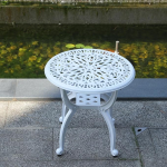 Valatud alumiiniumist k&uuml;ljelaud, patio k&uuml;ljelaud, tagahoovis, basseinis, siseruumides, lihtne hooldada, ilmastikukindel kohvilaud, veranda laud, bistro laud (47Round White)