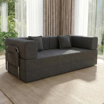 DATO Schlafsofa Bodensofa Bed mit Pillow Back Support Armrest Modulares Boneless Cordstoff Sofa Bettkasten Schlafsofa f&uuml;r Wohnzimmer Ecksofa freistehend (S5682)