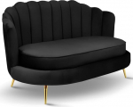 MG Design 2-kohaline diivan must 150 cm - pehme t&auml;idisega, tikitud seljatoega, kuldsete jalgadega, veluurkangast - diivan elutuppa, k&uuml;lalistetuppa, elutoa m&ouml;&ouml;blile